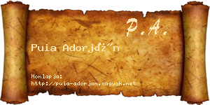Puia Adorján névjegykártya